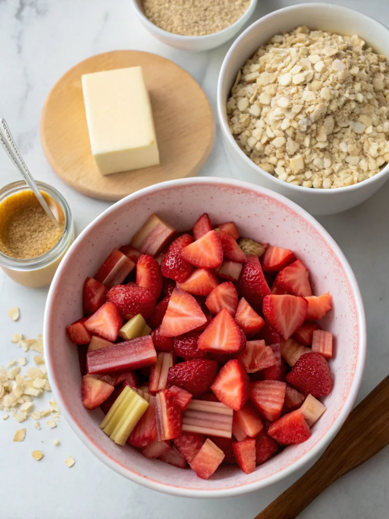 Strawberry Rhubarb Crumble ingredients